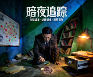 悬疑剧《暗夜追踪》海报 - 侦探破案，谜团重重，剧情紧张